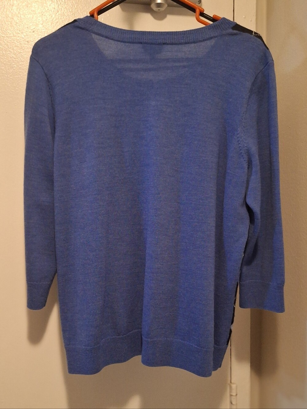 Talbots Merino Wool Blue Black Argyle Button Cardigan - Picture 3 of 3